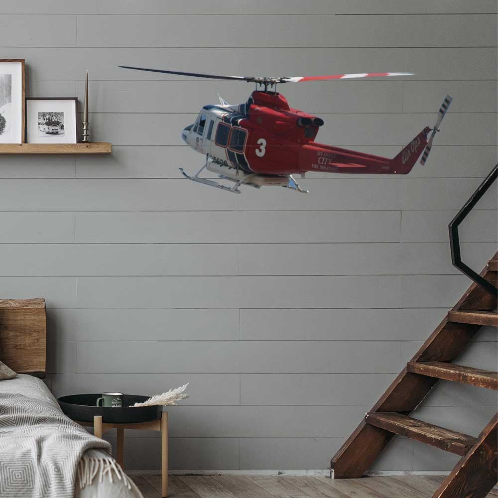 60 inch LAFD Fire 3 Copter Die-Cut Decal Installed by Staircase