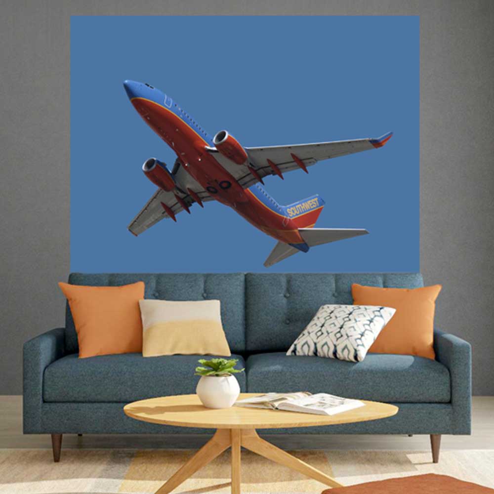 45x60 Southwest 737 Flyover Decal Installed in Living Room