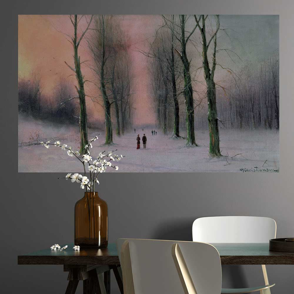 60 inch Snow Scene - Wanstead Park Poster Displayed In Dining Area