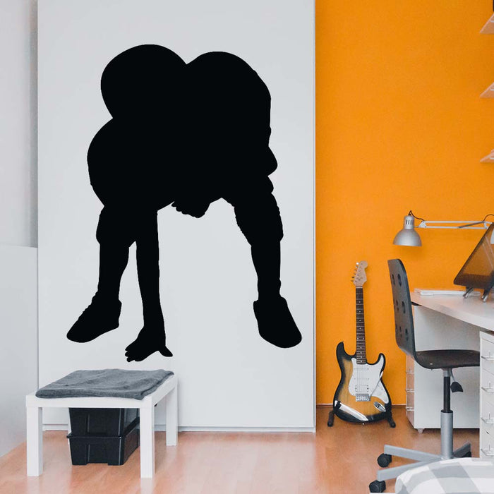 60 inch Football Player Stance Wall Decal Installed in Teens Room