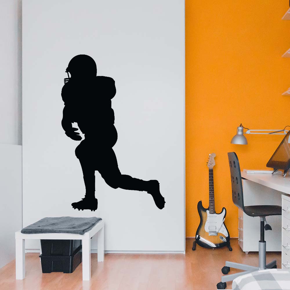 60 inch Football Receiver Silhouette Wall Decal Installed in Teens Room