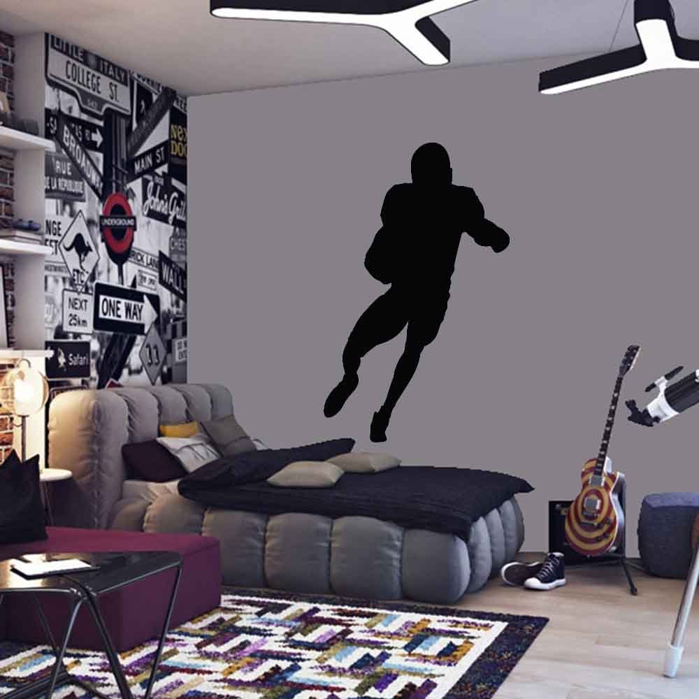 60 inch Football Running Back Wall Decal Installed in Teen Boys Room