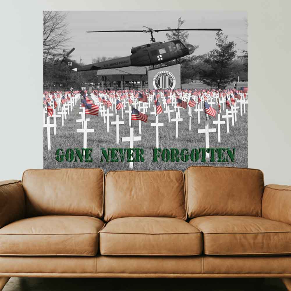 60 inch Gone But Not Forgotten Decal Installed Above Couch