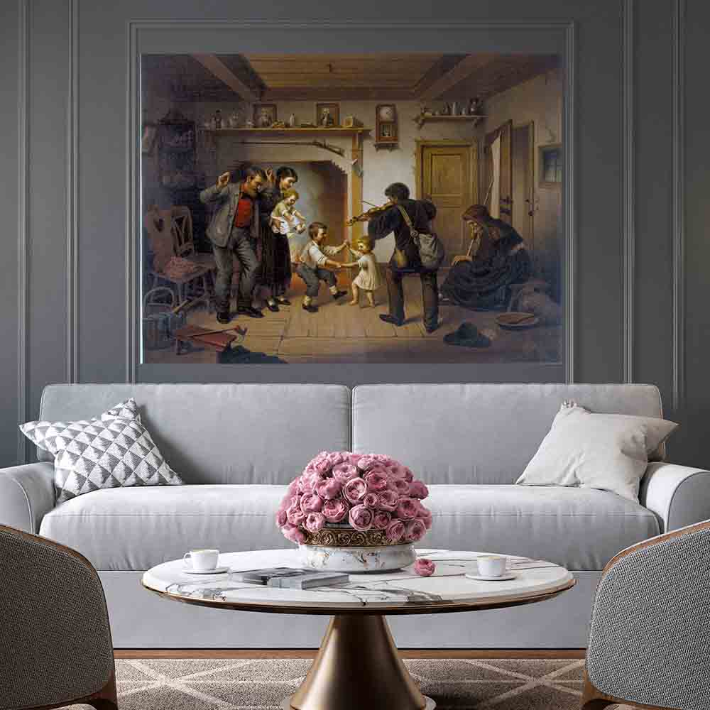 44x60 inch Family Gathering Poster Displayed in Living Room