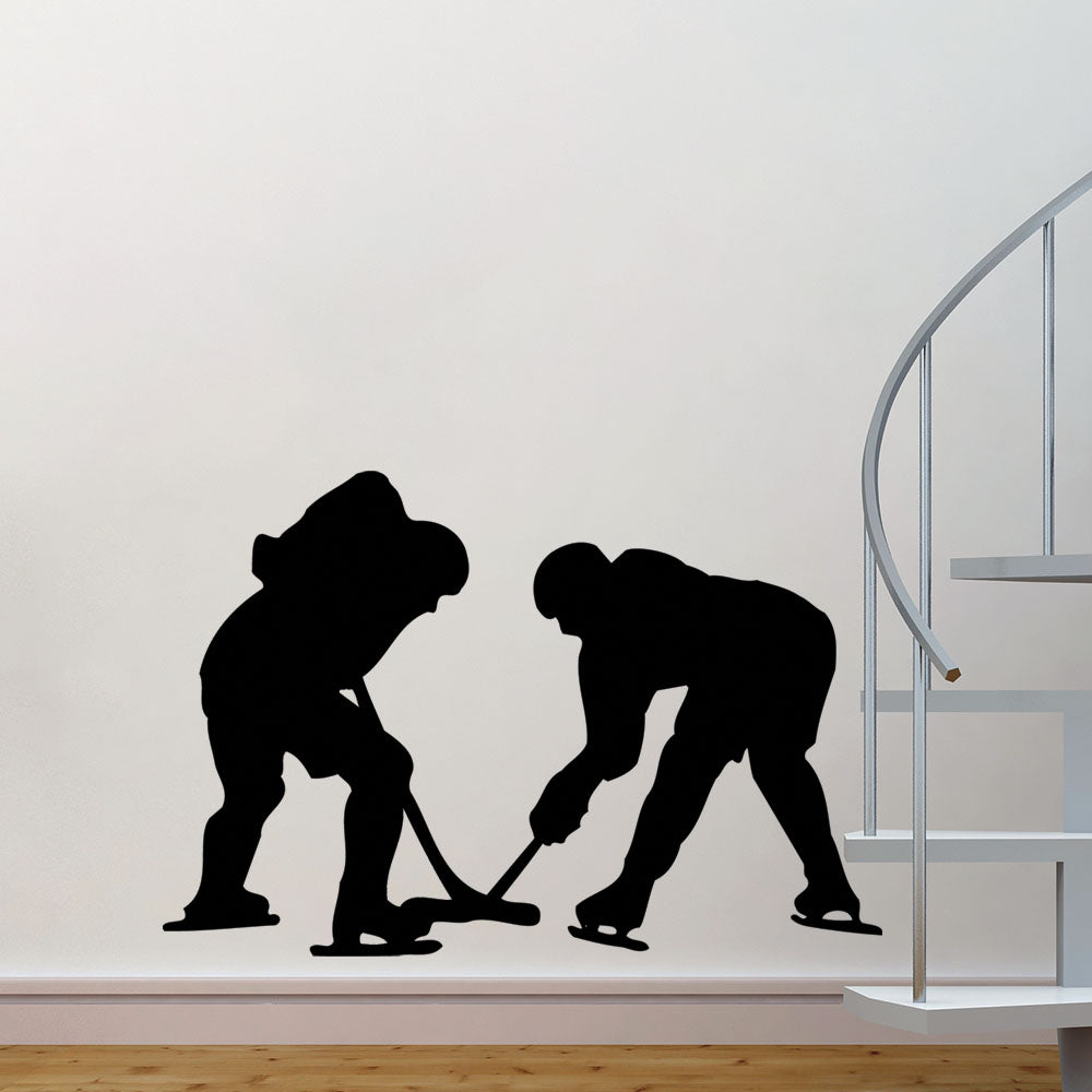 40x60 inch Hockey Player Silhouette Decal Installed by Stairs