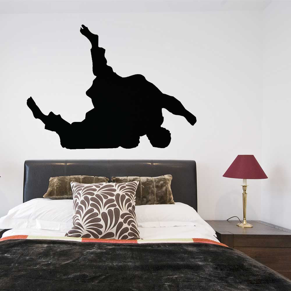 60 inch Martial Arts Judo Silhouette Wall Decal Installed Above Bed
