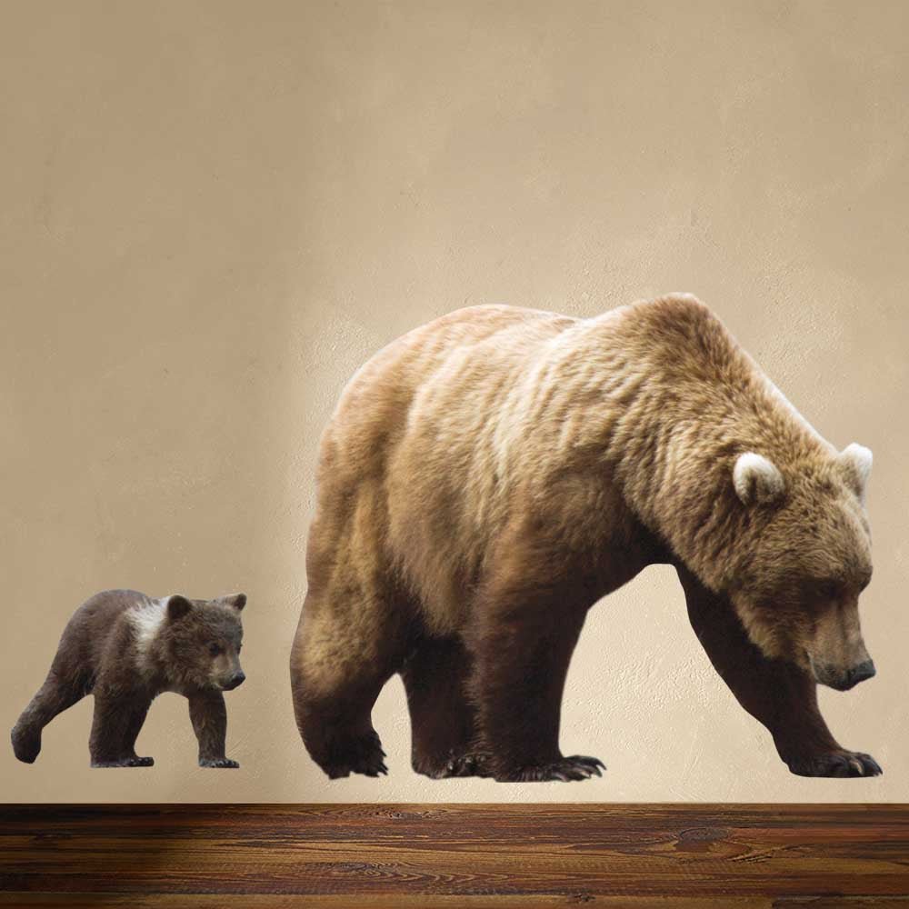 60 inch Mother Bear & Cub Die-Cut Decal Installed on Wall