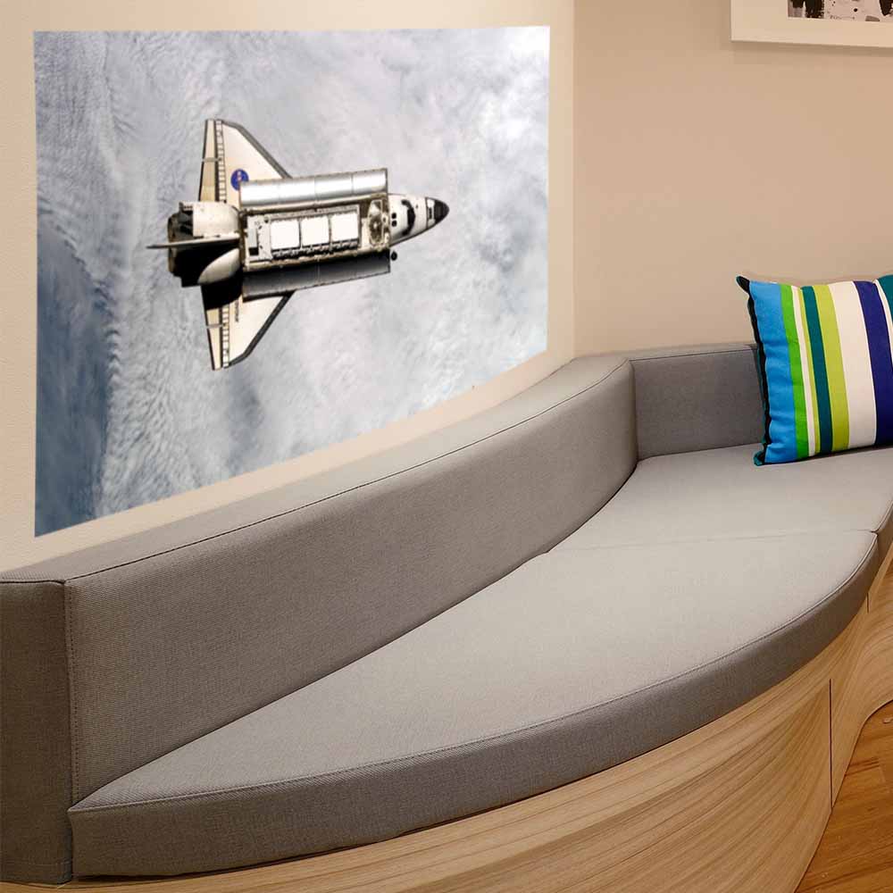 60 inch Orbiting Endeavor Above Cloud Cover Wall Decal Installed on Wall