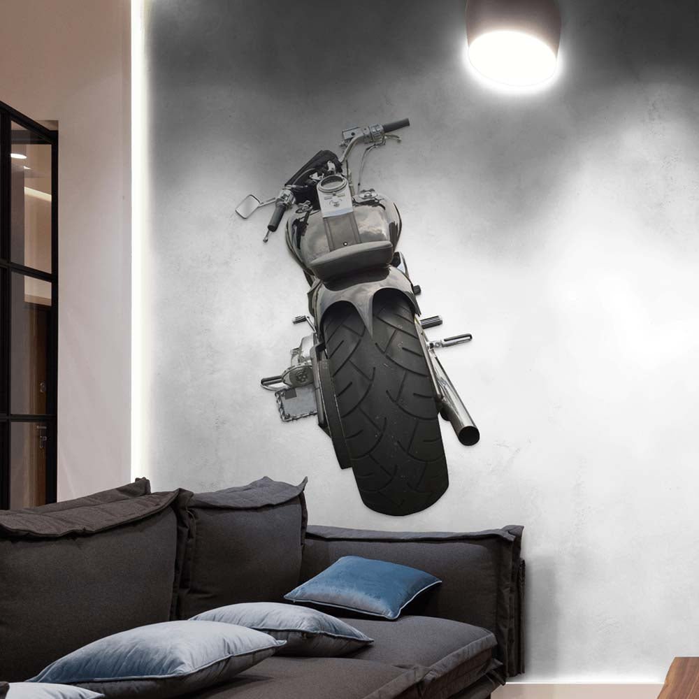 36.5x60 inch Motorcycle Rear Profile Decal Installed in Office