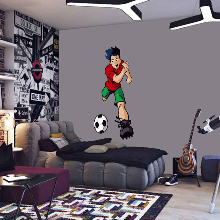 60 inch Soccer Boy Wall Decal Installed in Teens Room