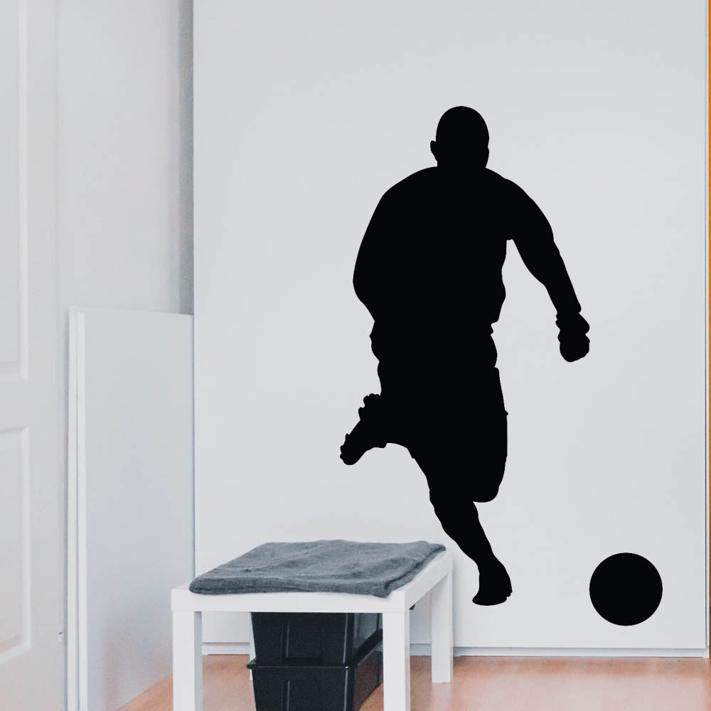 60 inch Soccer Silhouette I Wall Decal Installed on Wall