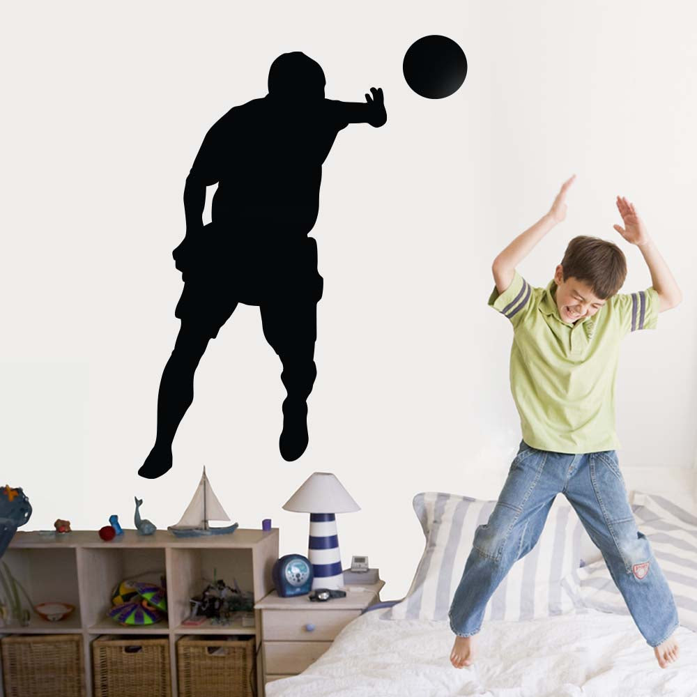 60 inch Soccer Silhouette II Wall Decal Installed in Boys Room