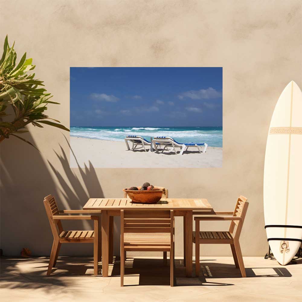 60 inch Paradise beach Poster Displayed in Dining Area