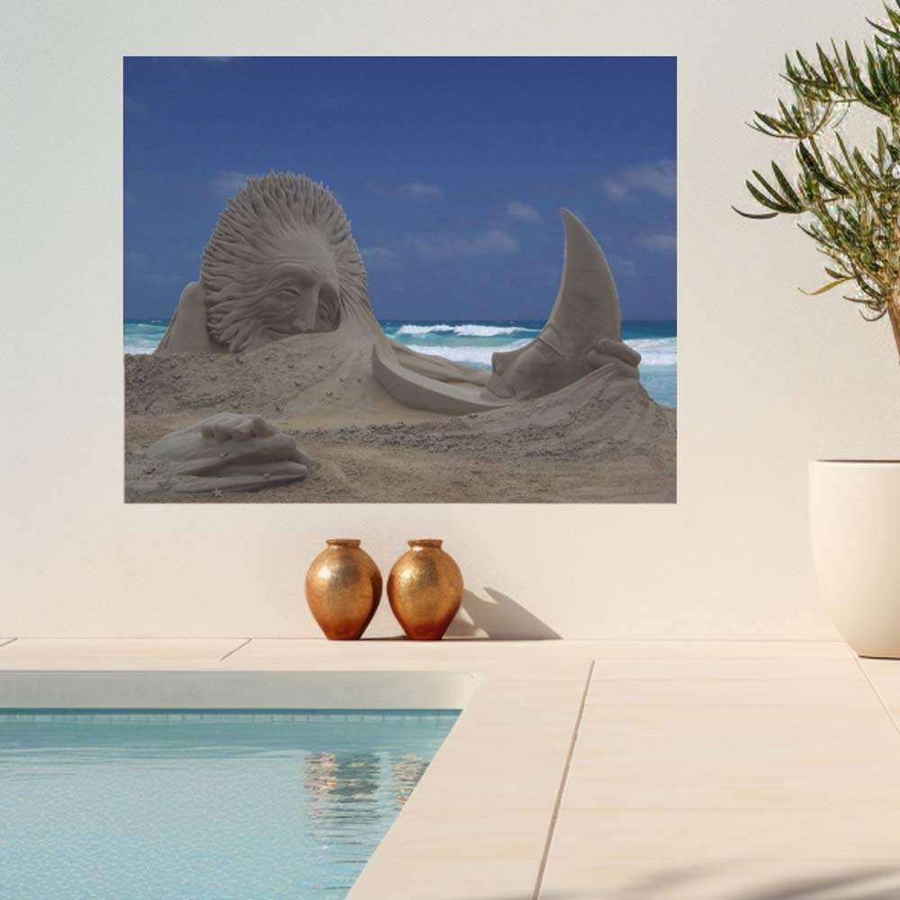 60 inch Paradise Sun & Moon Poster Displayed by Pool