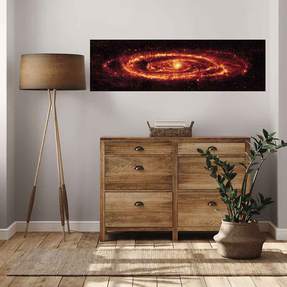 17.5x60 inch Andromeda Galaxy Panoramic Decal Installed Above Dresser