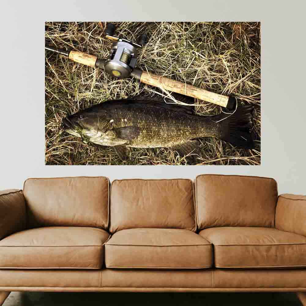 40x60 inch Catch of the Day Posted Displayed Above Sofa