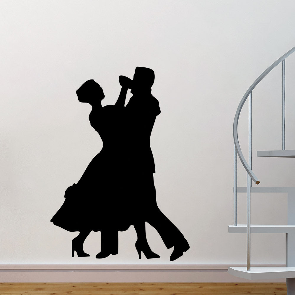 43x60 inch Couple Dancing Silhouette Decal Installed by Staircase