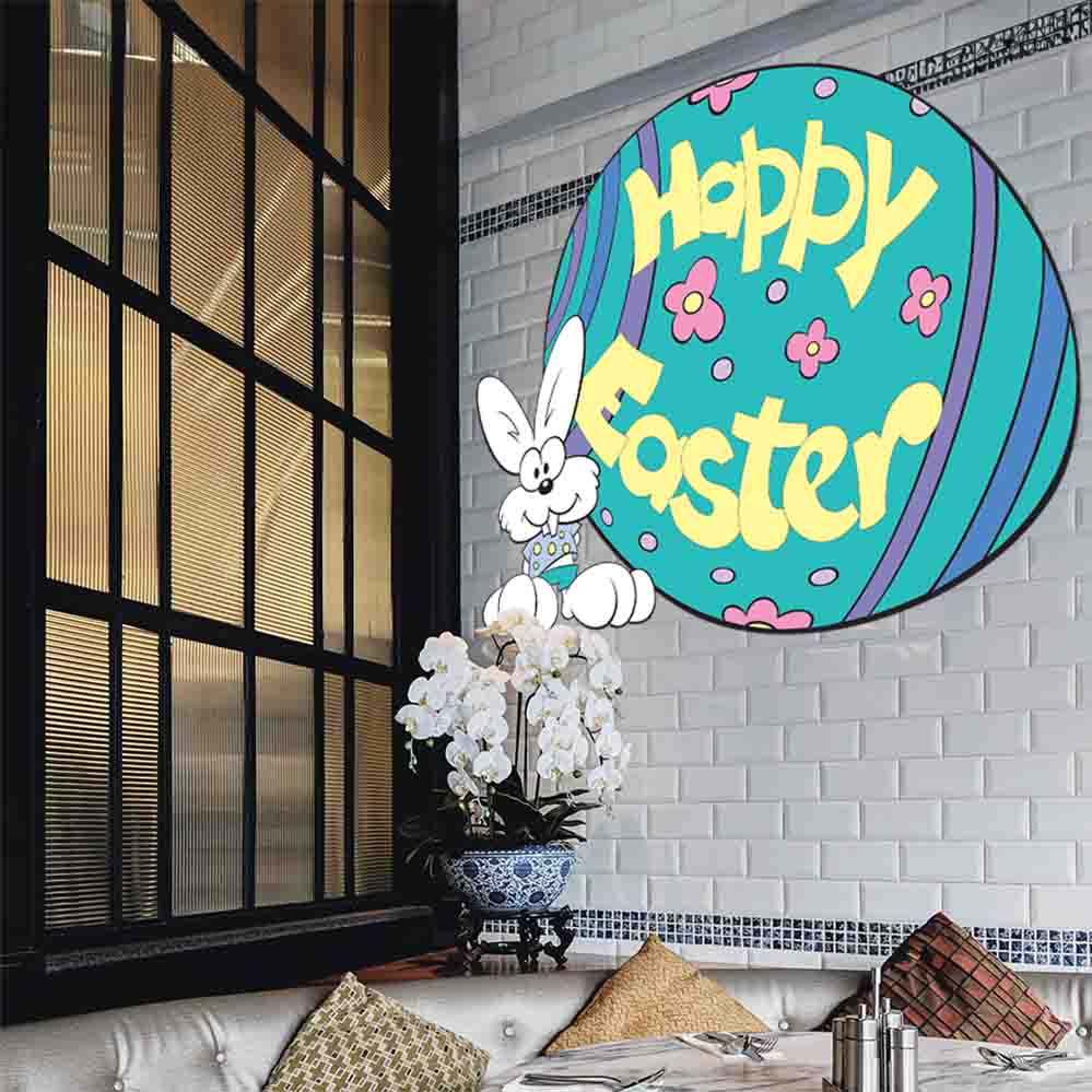 40x60 inch Happy Easter Egg & Bunny Decal Installed in Cafe