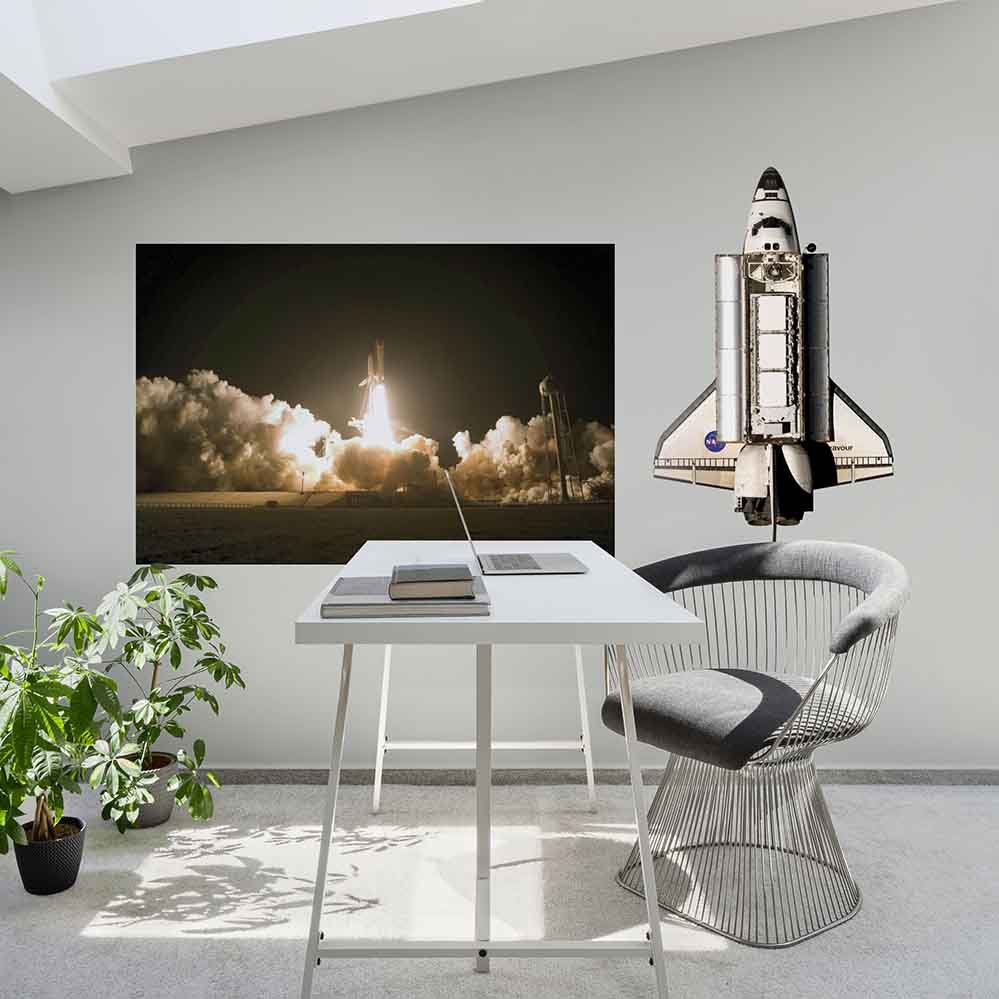 40x60 inch Space Shuttle Launch Poster Installed in Home Office