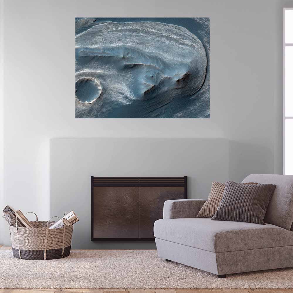 45x60 inch Cratered Surface of Mars Decal Installed in Sitting Area