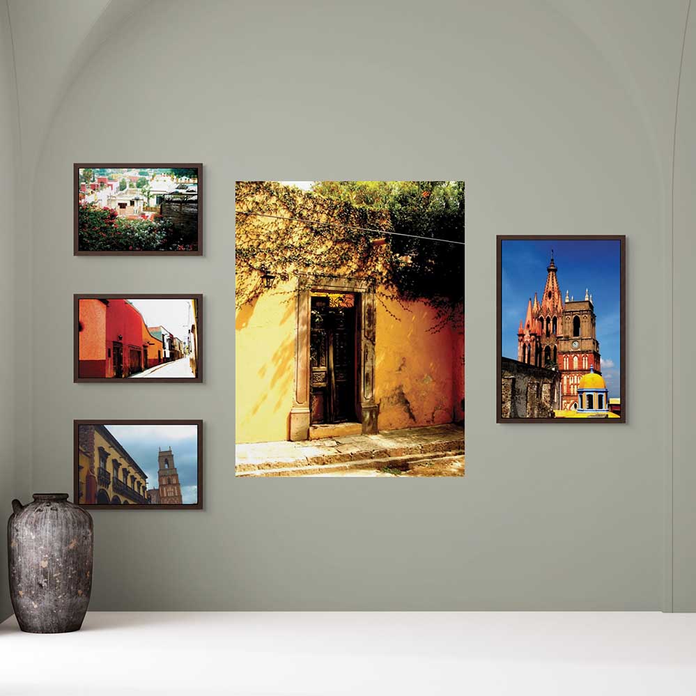 60 inch wall decal of Mexican architecture doorway with ivy installed on a gallery wall