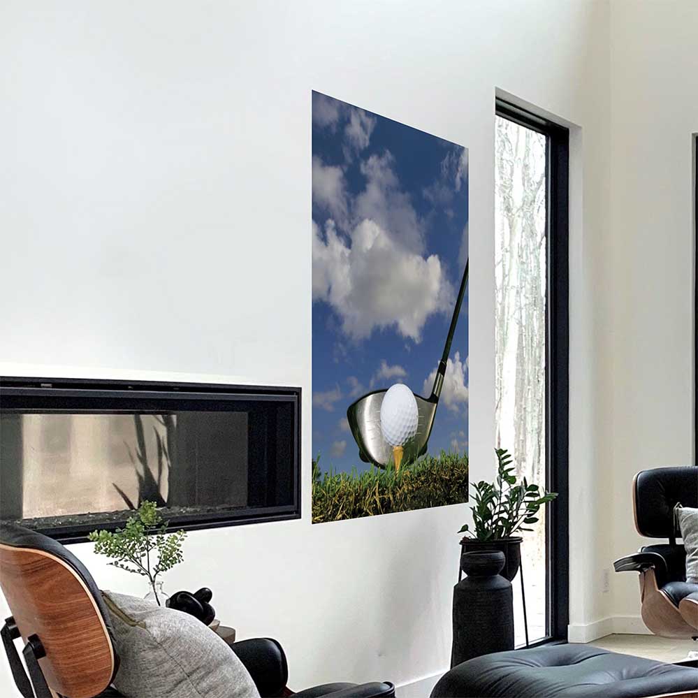 72 inch Addressing the Ball Golf Poster Installed Near Fireplace