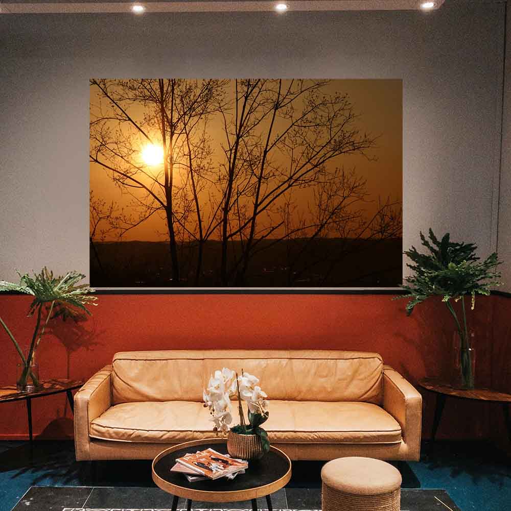 72 inch Sunset Gloss Poster Displayed in Living Room