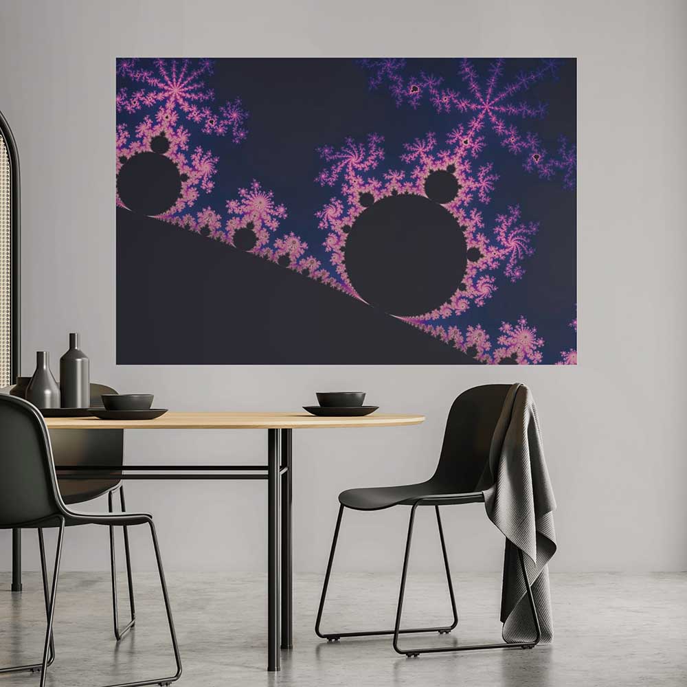 72 inch Electric Blossom Fractal Poster Displayed in Dining Room