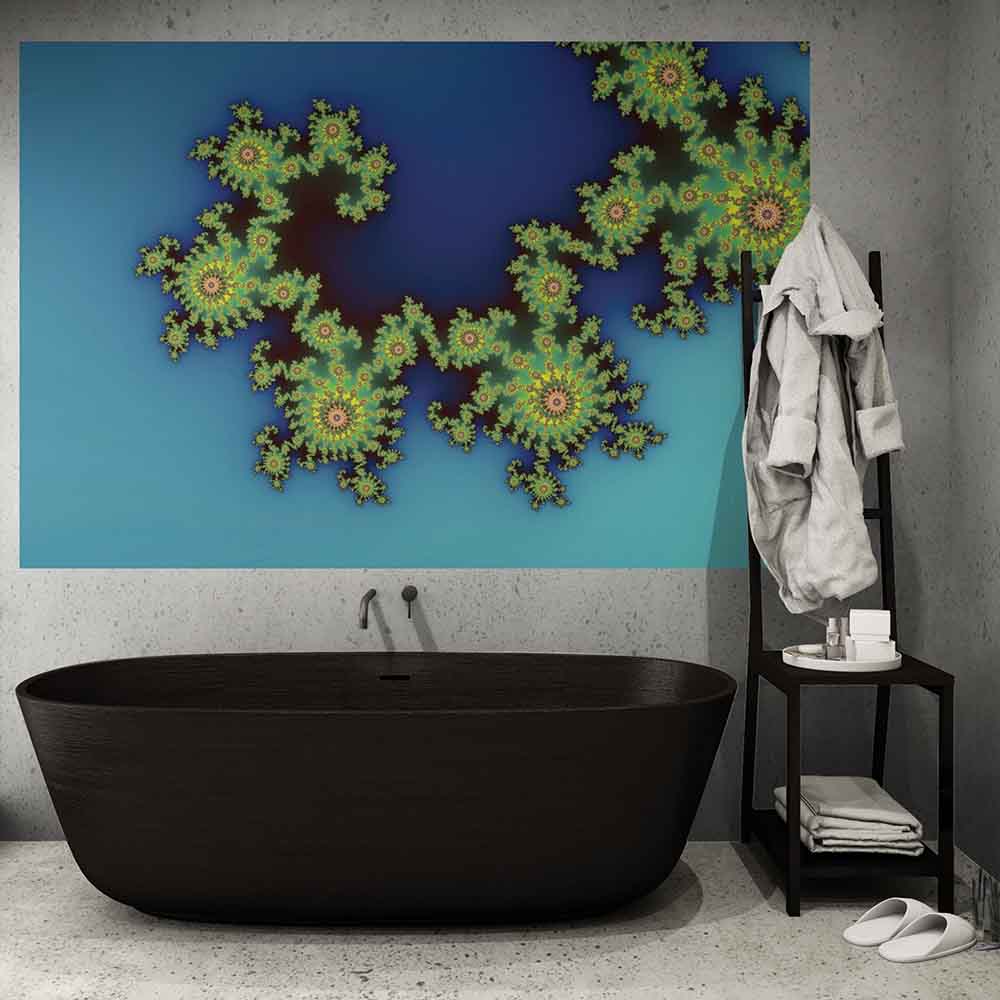 72 inch Sea Creature Art Decal Installed Above Bathroom Tub