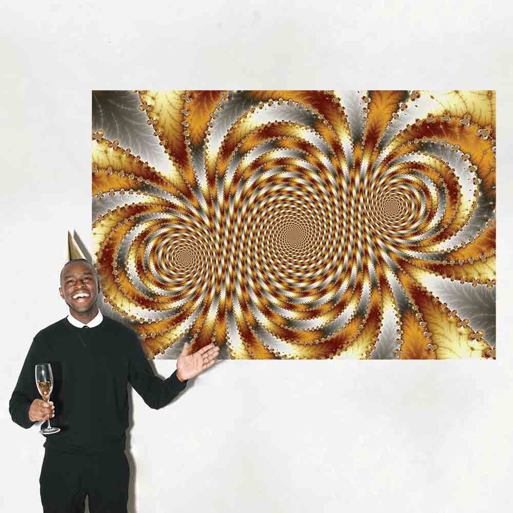 72 inch Gold Swirl Fractal Decal Installed on Wall