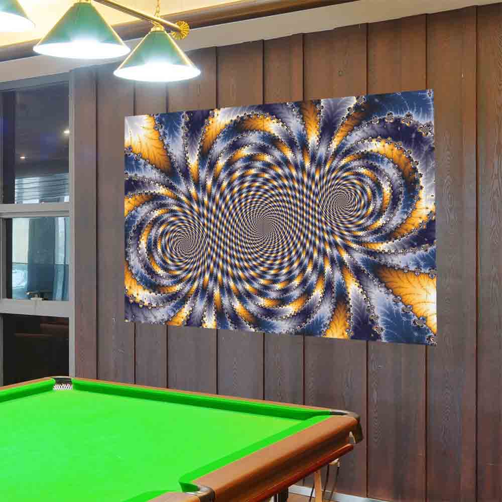 72 inch Blue Swirl Fractal Decal Installed in Man Cave