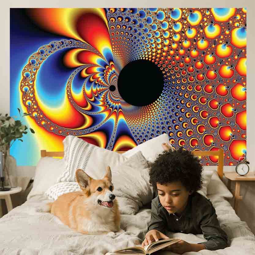 72 inch Ying Yang Big Bang Art Poster Displayed in Boys Room