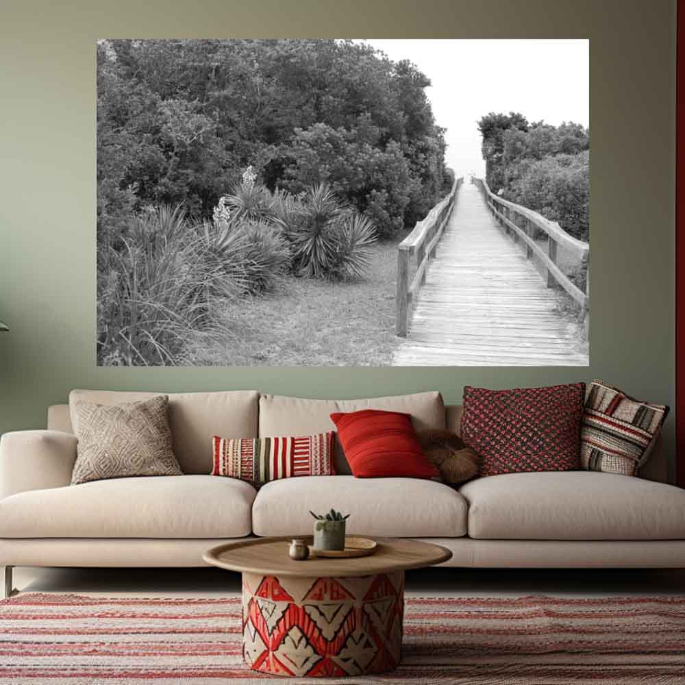 48x72 inch Bridge Poster Displayed Over Sofa