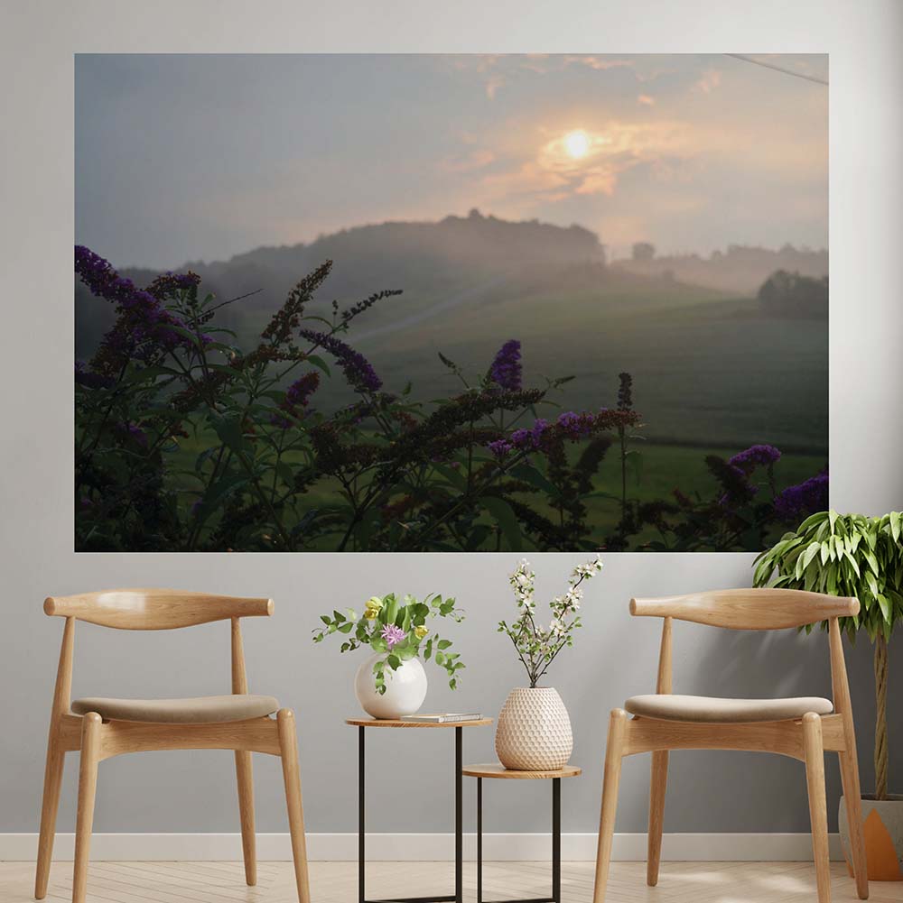 47.5x72 inch Sunset Heaven Poster Displayed Above Chairs