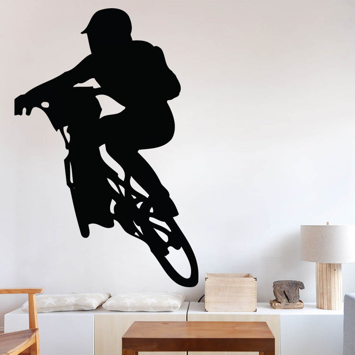 72 inch BMX Silhouette Turndown Wall Decal Installed On Wall