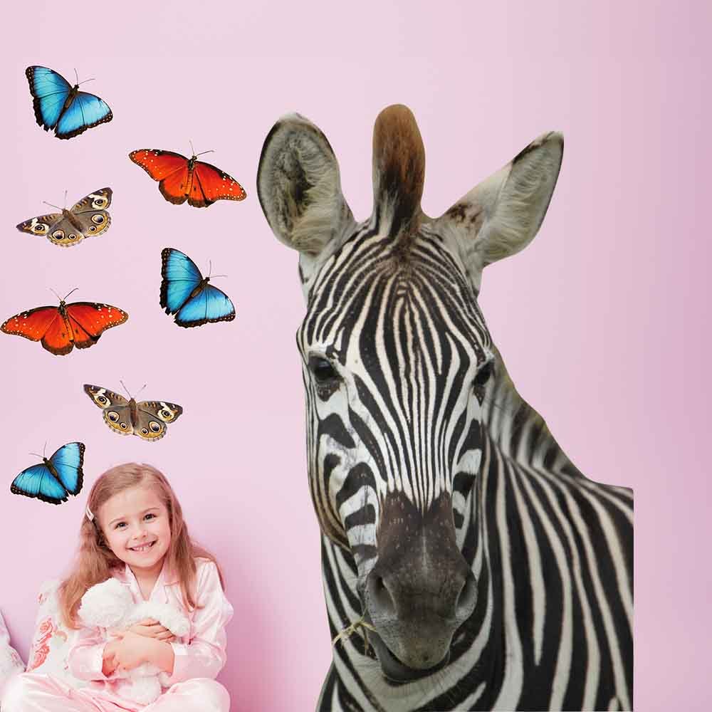 44.5x72 inch Die-Cut Zebra Decal Installed in Girls Room