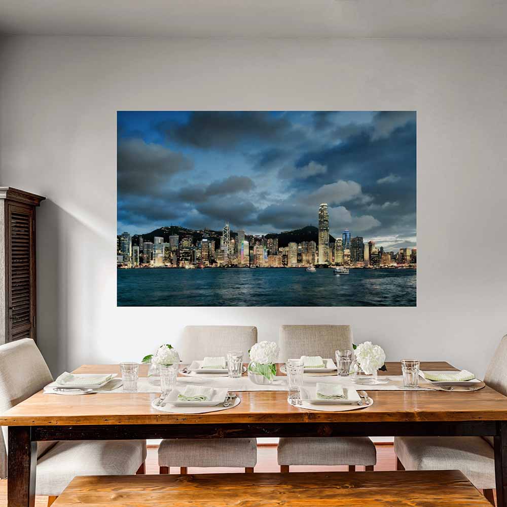 47x72 inch Hong Kong Dusk Decal Installed in Dining Room