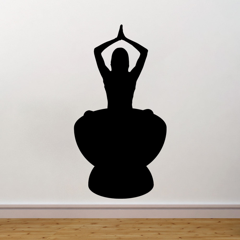 Black 38x72 inch Yoga Silhouette Decal Installed on Wall