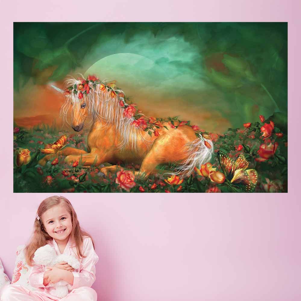 44.5x72 inch Unicorn Of The Roses Poster Displayed in Girls Room