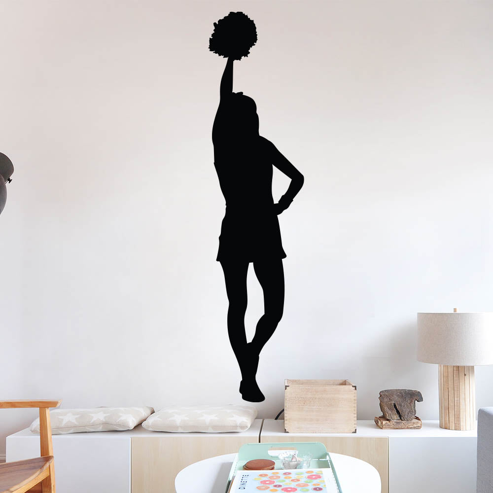 72 inch Cheerleader Silhouette Wall Decal Installed in Girls Room