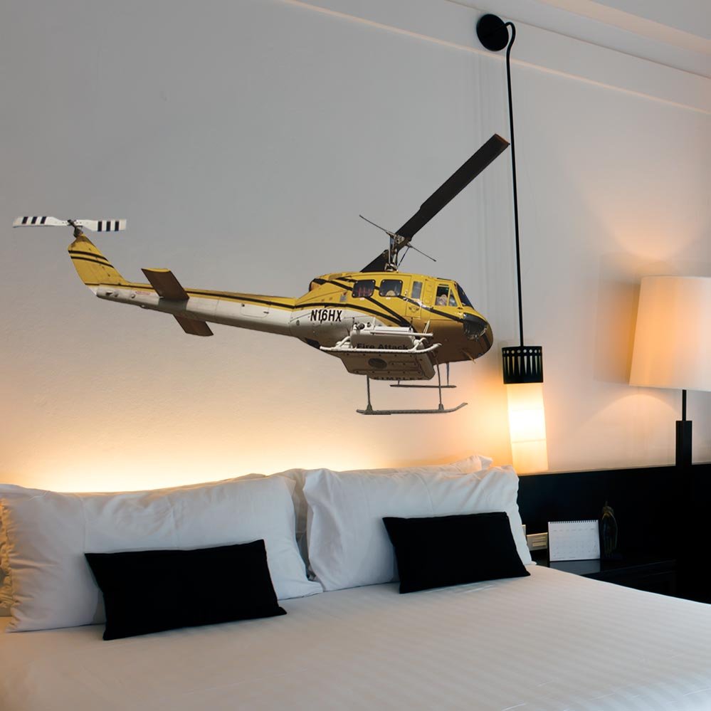 44x72 inch Fire Attack Copter Decal Installed in Bedroom