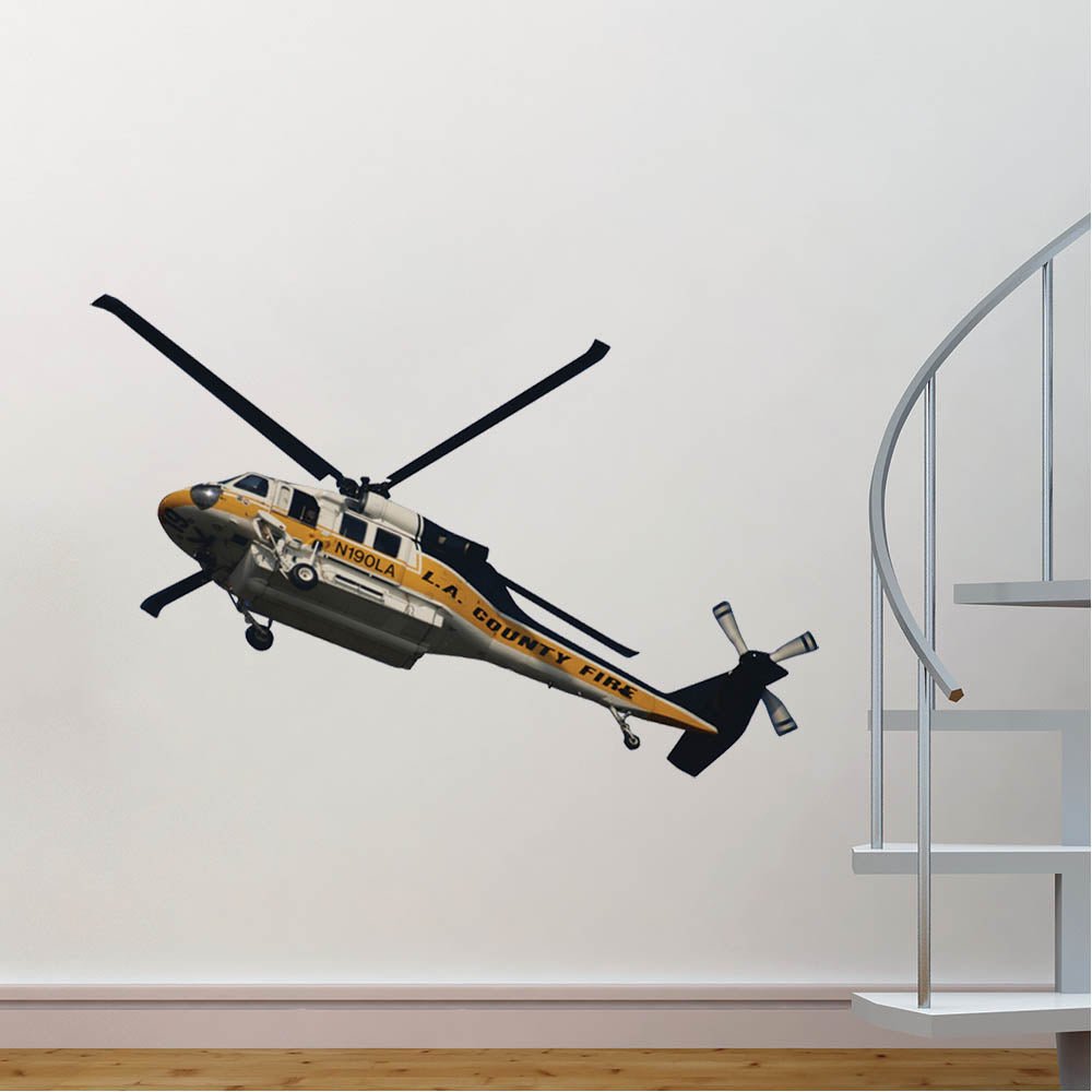 36x72 inch Fire Copter 19 Decal Installed Near Stairs