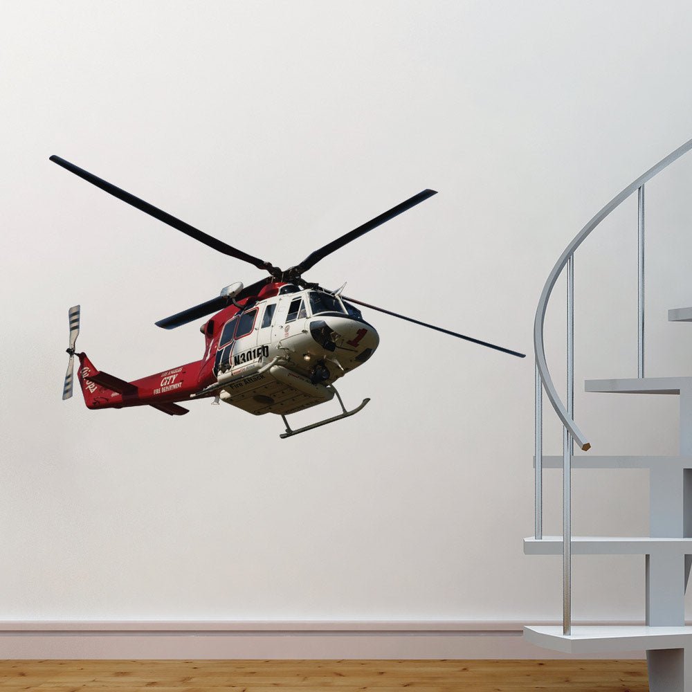 43x72 LAFD Fire Helicopter Decal Installed by Staircase