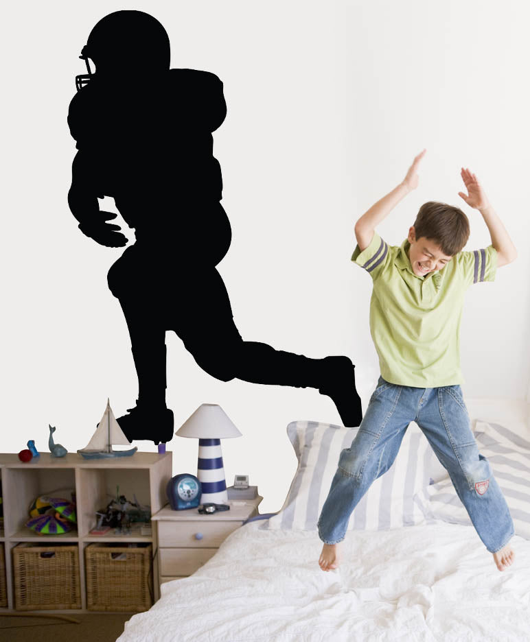 72 inch Football Receiver Silhouette Wall Decal Installed in Boys Room
