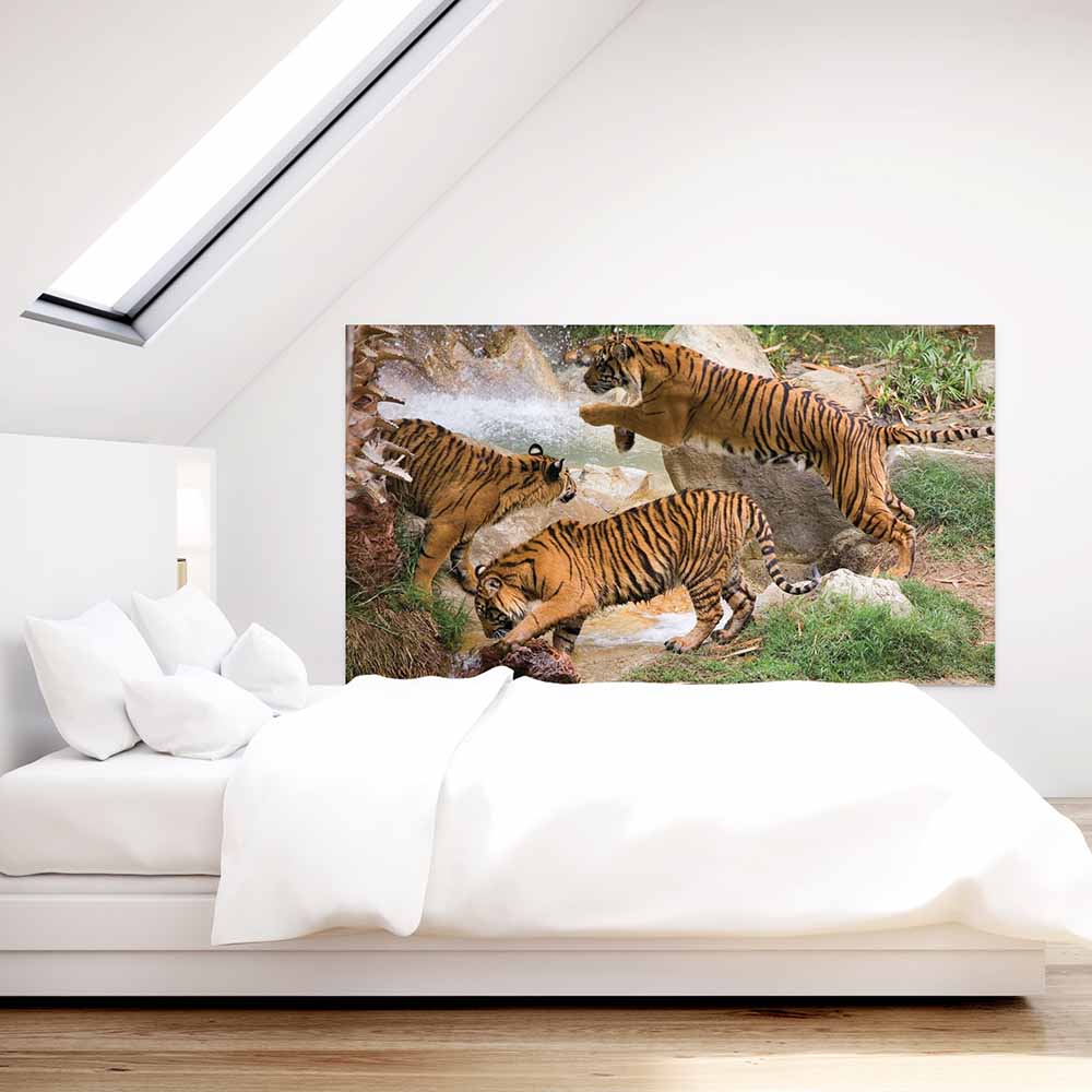 72 inch Tiger Gang Wall Decal Installed in Bedroom