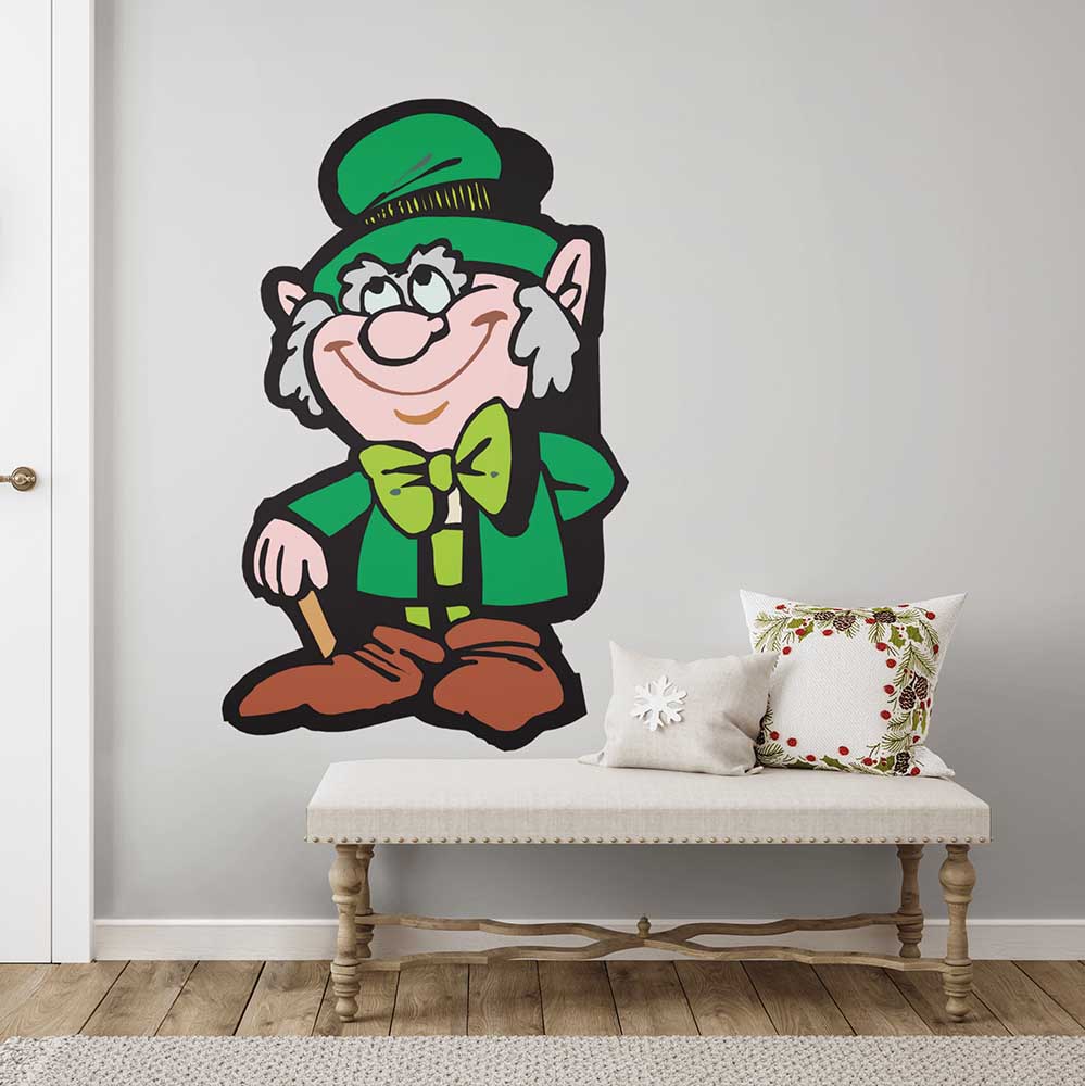 44x72 inch Leprechaun Decal Installed Above Bench