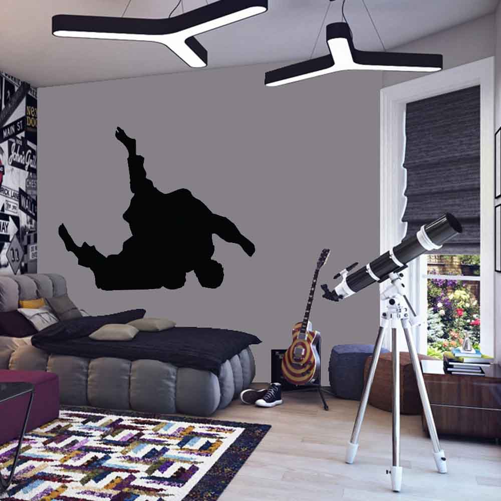 72 inch Martial Arts Judo Silhouette Wall Decal Installed in Teen Boys Room