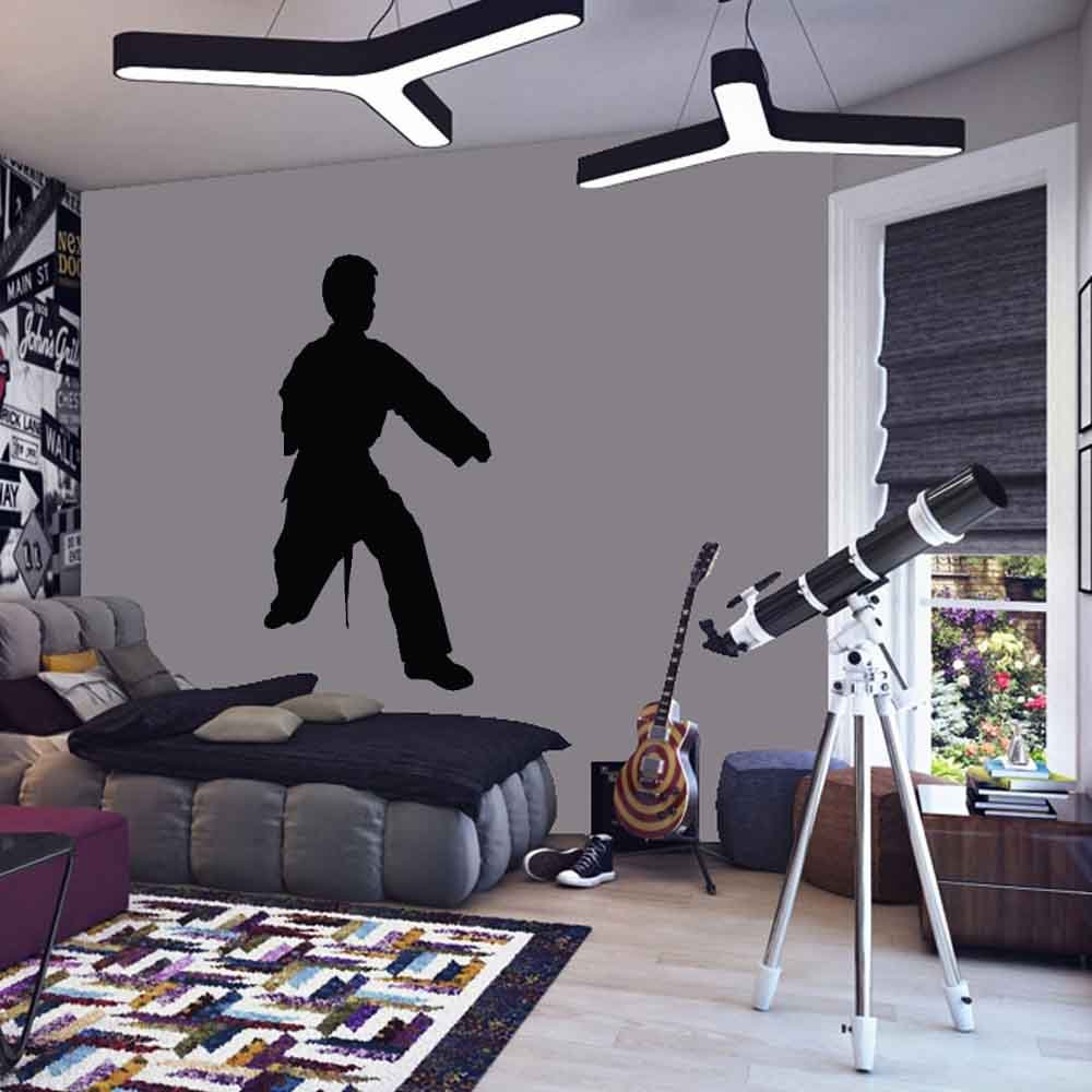 72 inch Martial Arts Kata Silhouette Wall Decal Installed in Teens Room
