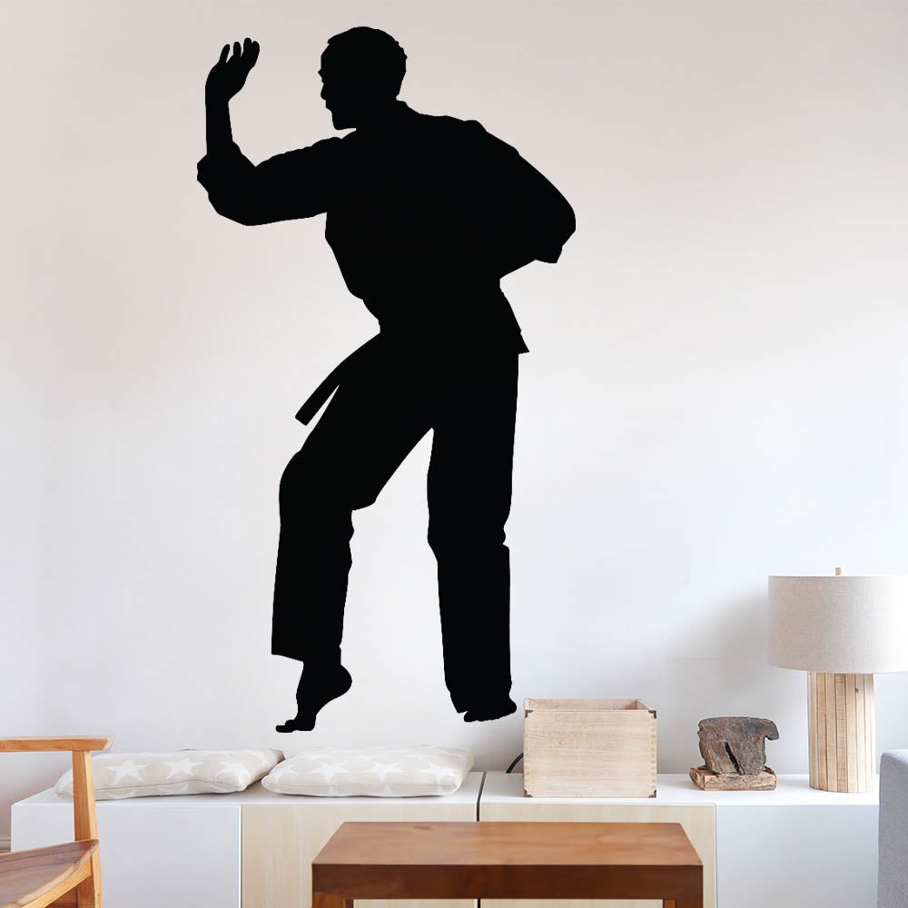 72 inch Martial Arts Kata Silhouette Wall Decal Installed in Sitting Room