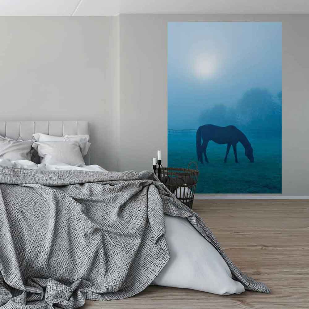 72 inch Morning Mist Horse Decal Installed in Bedroom